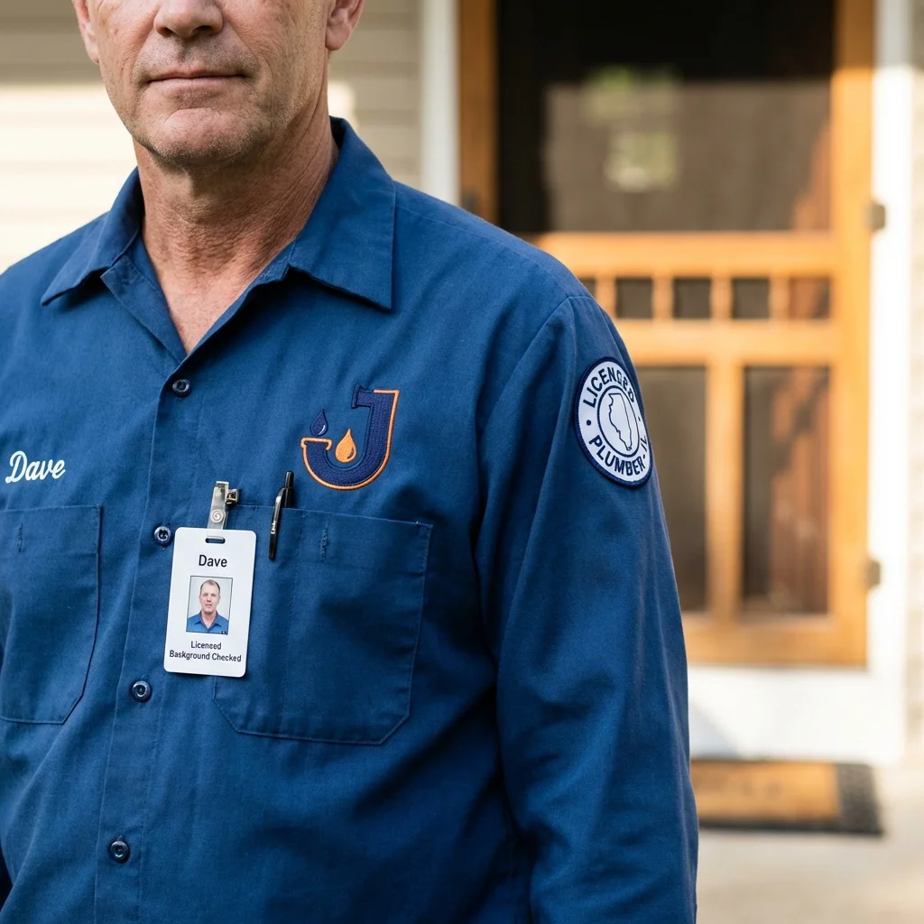 Licensed plumber showing ID badge in Mount Sterling, KY