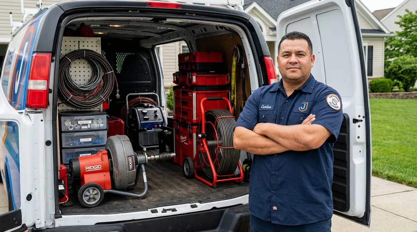 Professional drain cleaning equipment and Johns Plumbing LLC plumber in Mount Sterling