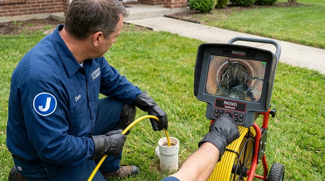 Sewer camera inspection being performed by Johns Plumbing LLC in Mount Sterling