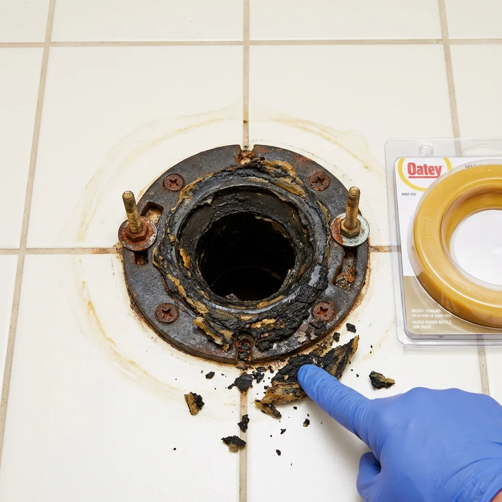 Failed wax ring showing water seepage at the base of a toilet in a Mount Sterling, KY home